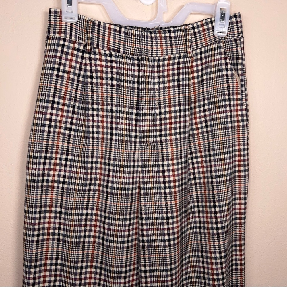 Medium Forever 21 Plaid Pants Wide Leg Black White Academia Belt Loops - Picture 6 of 12